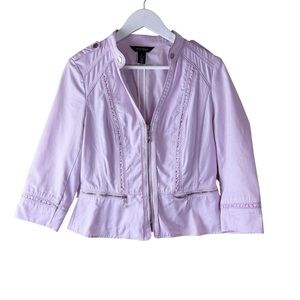 WHBM Women’s Elle Twill Cropped Jacket‎ Lilac Sz 10